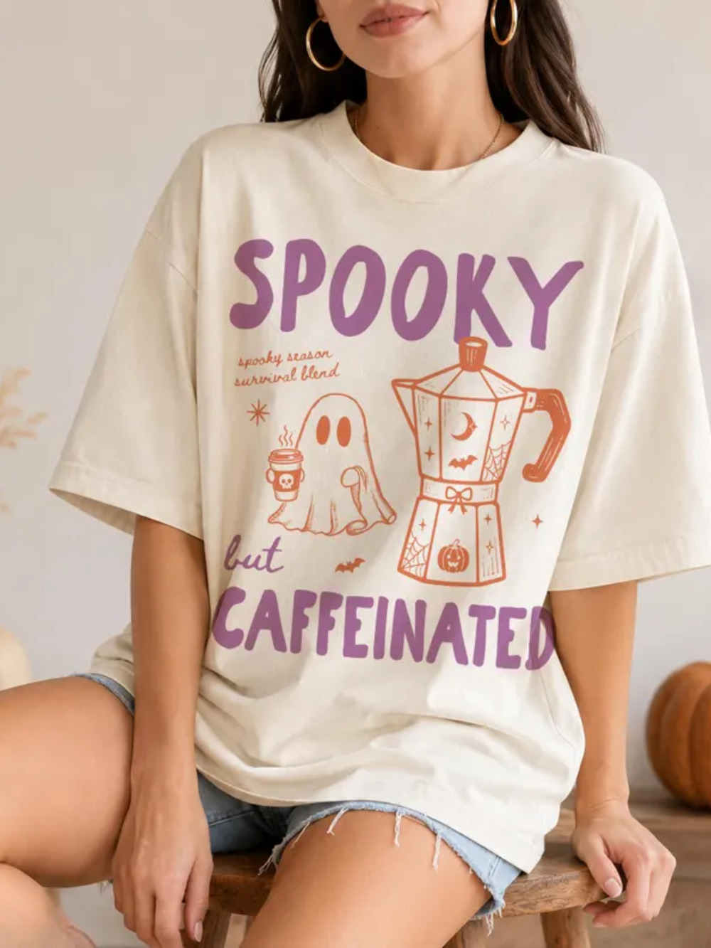 Halloween Coffee Comfort Colors Tee Halloween Shirt Summerween Spooky Season Tee - Picture 2 of 2